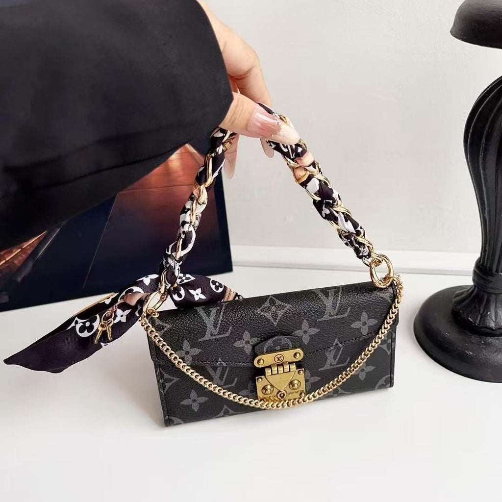 Letter Holster Scarf Chain Wallet Case For Samsung