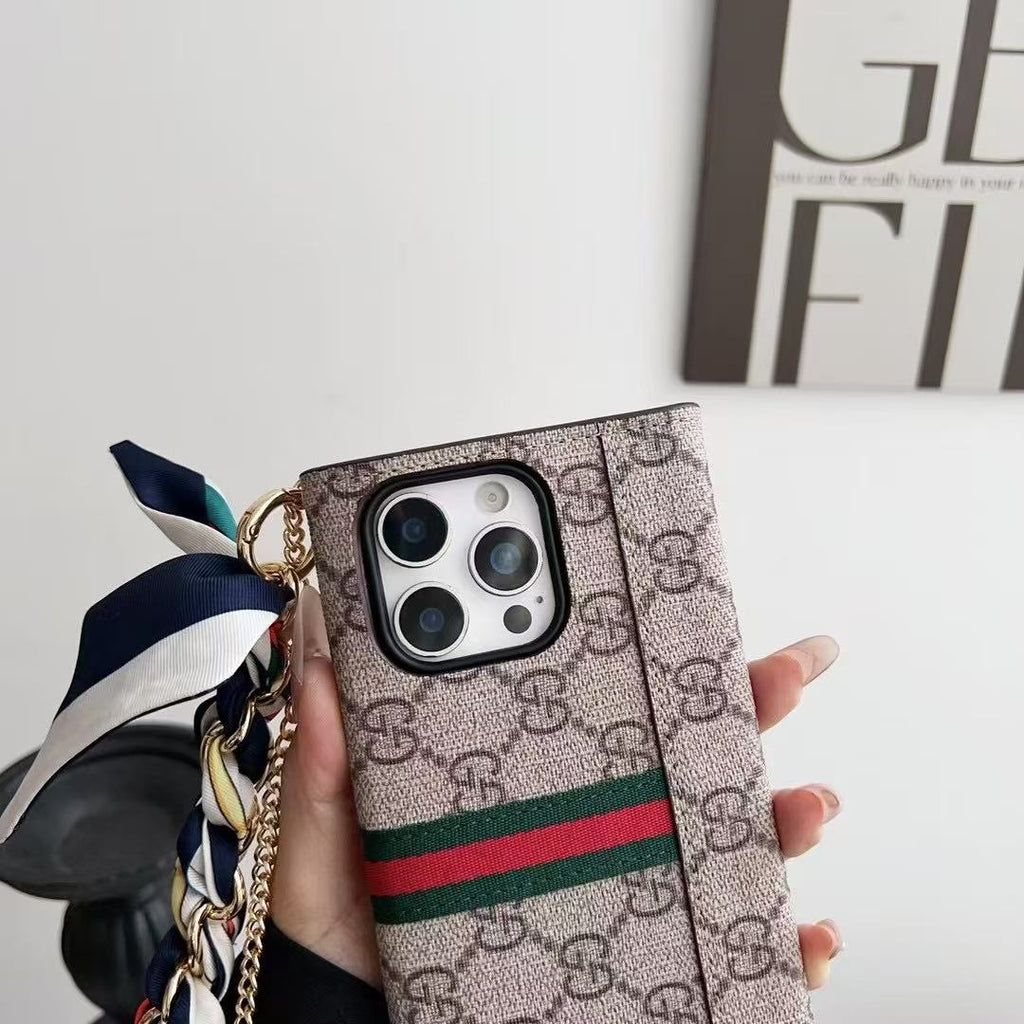 Letter Holster Scarf Chain Wallet Case For Samsung