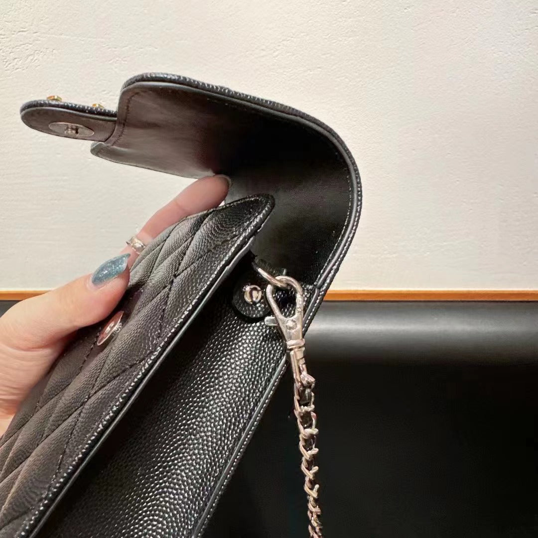 Borsa per telefono in pelle nera
