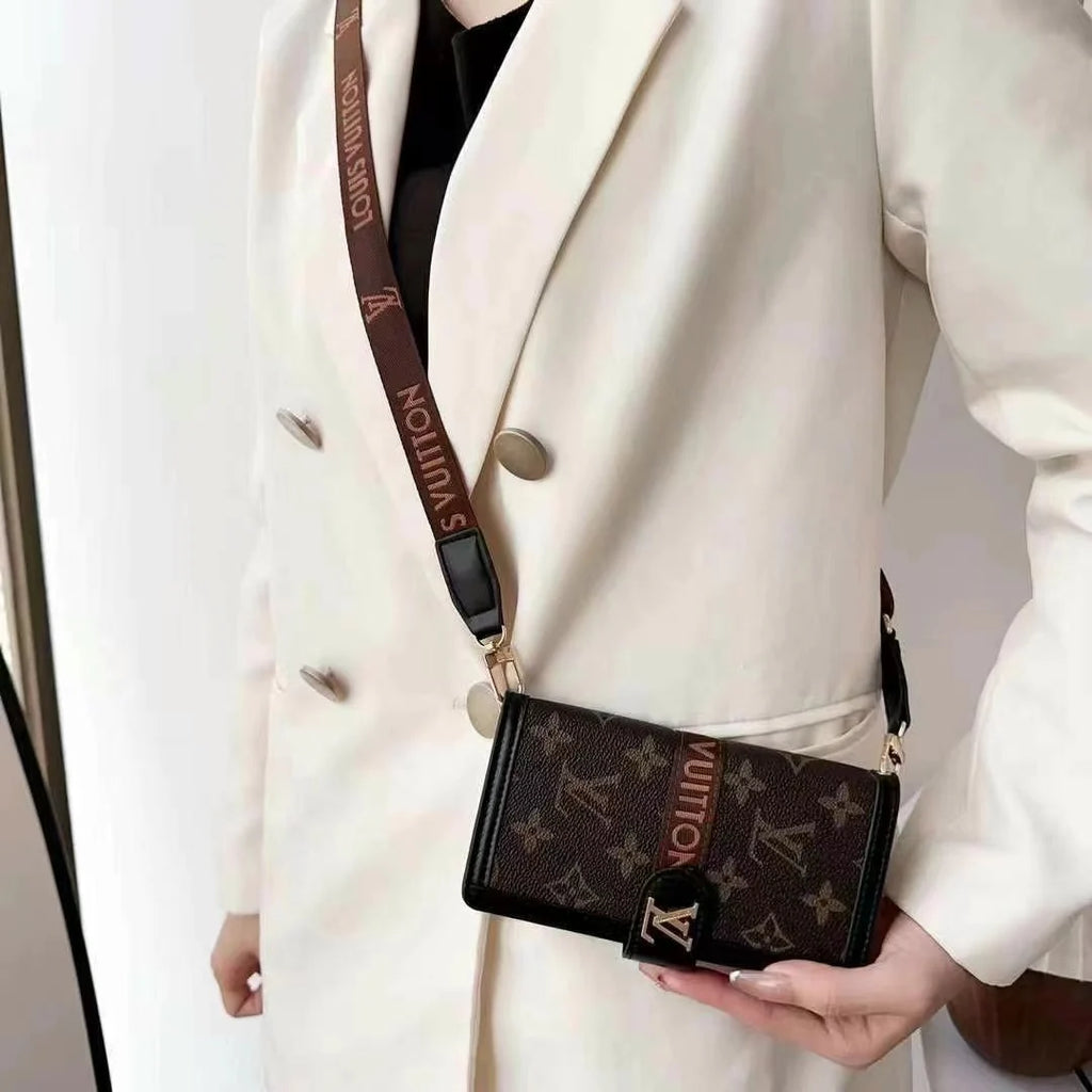 Leder Brieftasche Lanyard Handyhülle für iPhone