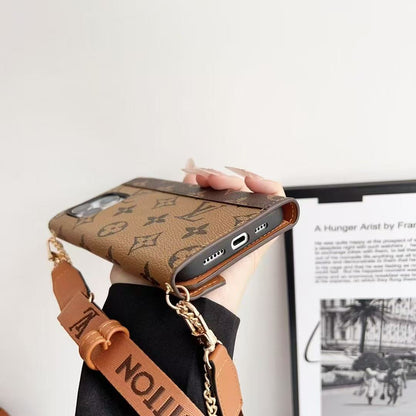 Long Strap Letter Holster Wallet Case For Samsung