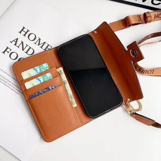 Long Strap Letter Holster Wallet Case For Samsung
