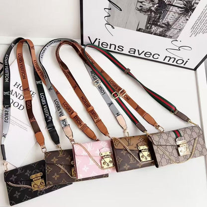 Long Strap Letter Holster Wallet Case For Samsung