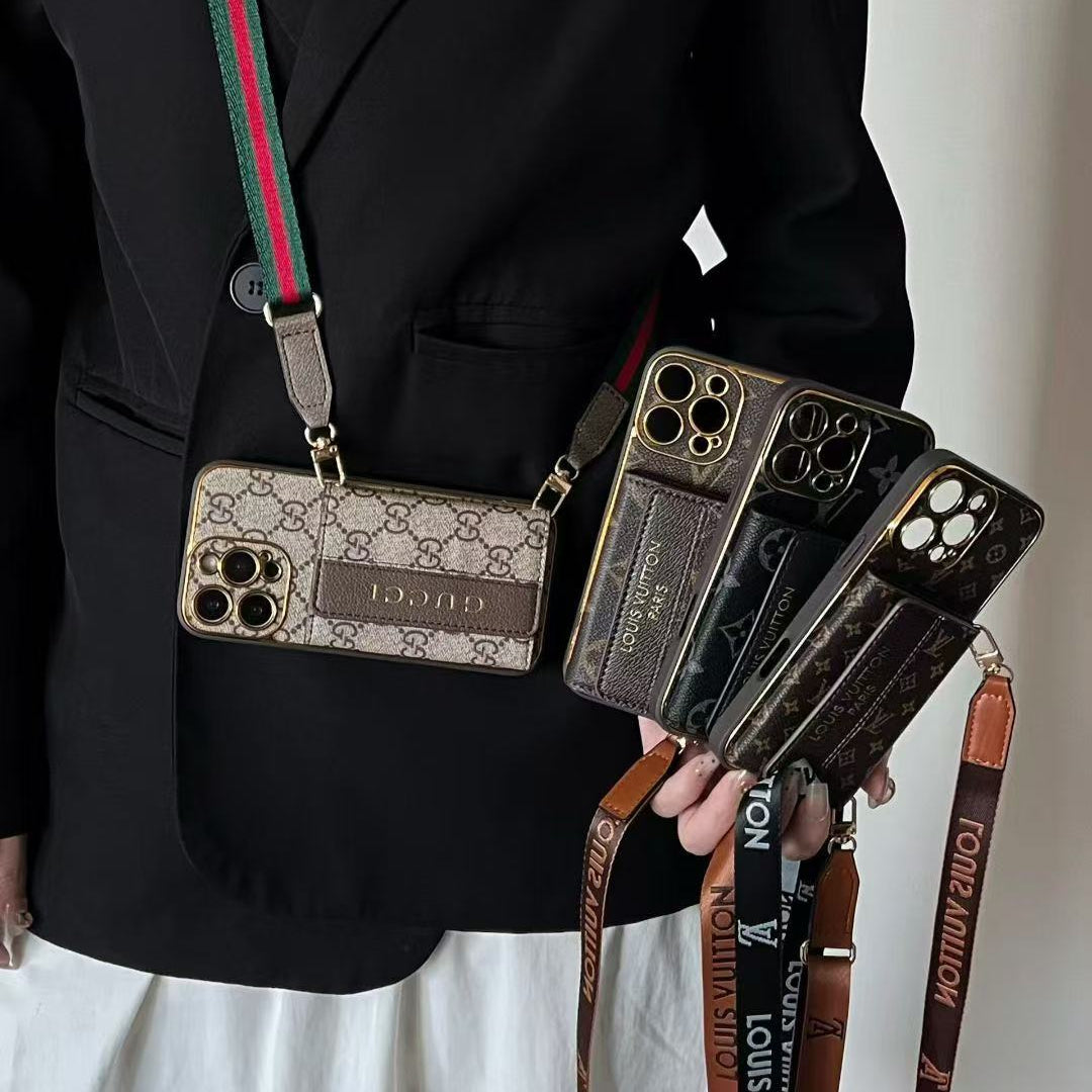 Neue Brieftasche mit Riemen-Telefonhülle für das iPhone