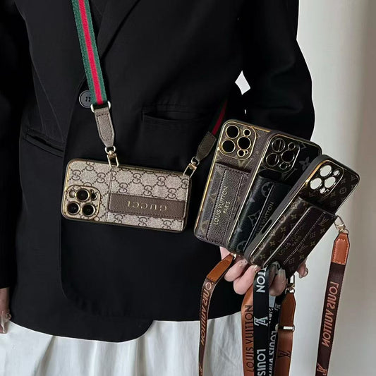 Neue Brieftasche mit Riemen-Telefonhülle für das iPhone