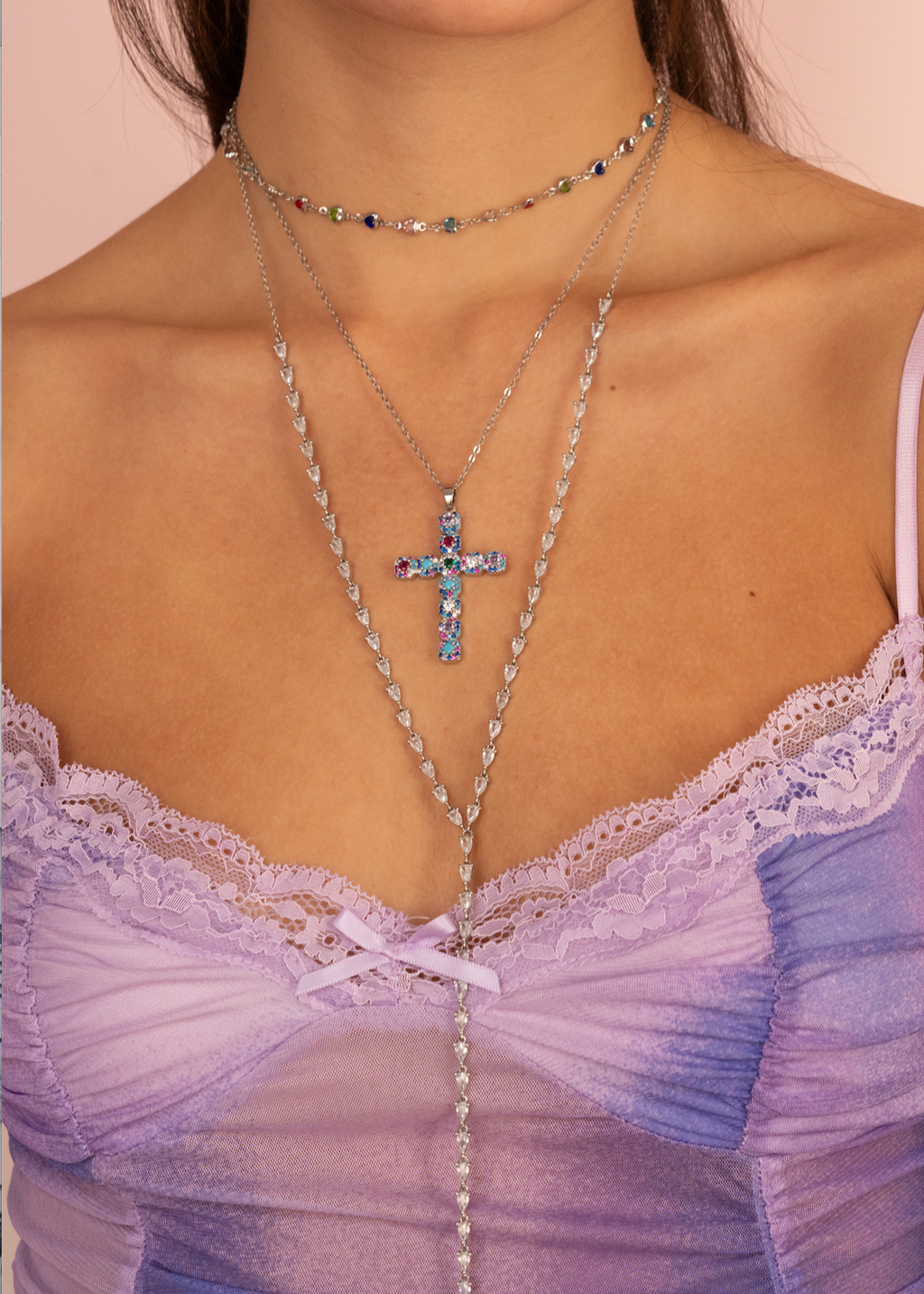 Michelle Bunte Herzen Liebe Silber Halskette