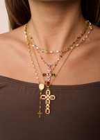 Geraldine Bunte Kristallkreuz-Goldkette