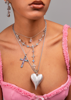 Maeve – Lange Halskette mit schmelzendem Herz aus Silber