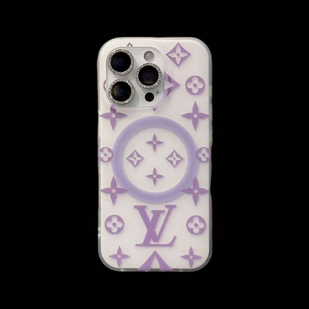 Purple Flower MagSafe Phone Case For iPhone