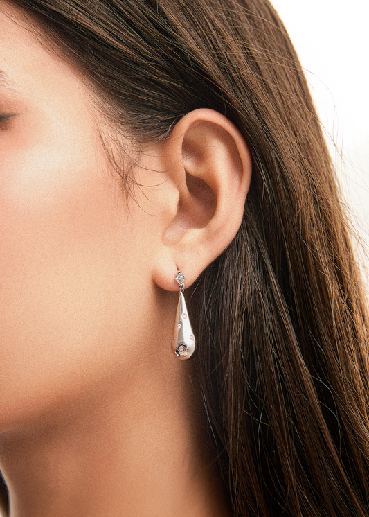 Belle Wassertropfen Pink Dream Silber Ohrringe