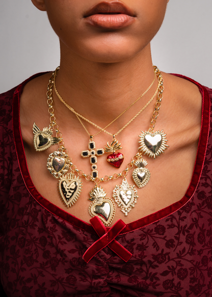 Collana con ciondolo cuore ardente del Sacro Cuore