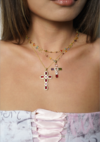 Collana d'oro con cuori colorati Michelle Love