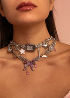 Mitternachtsuhr Y2k Grunge Silber Choker Halskette