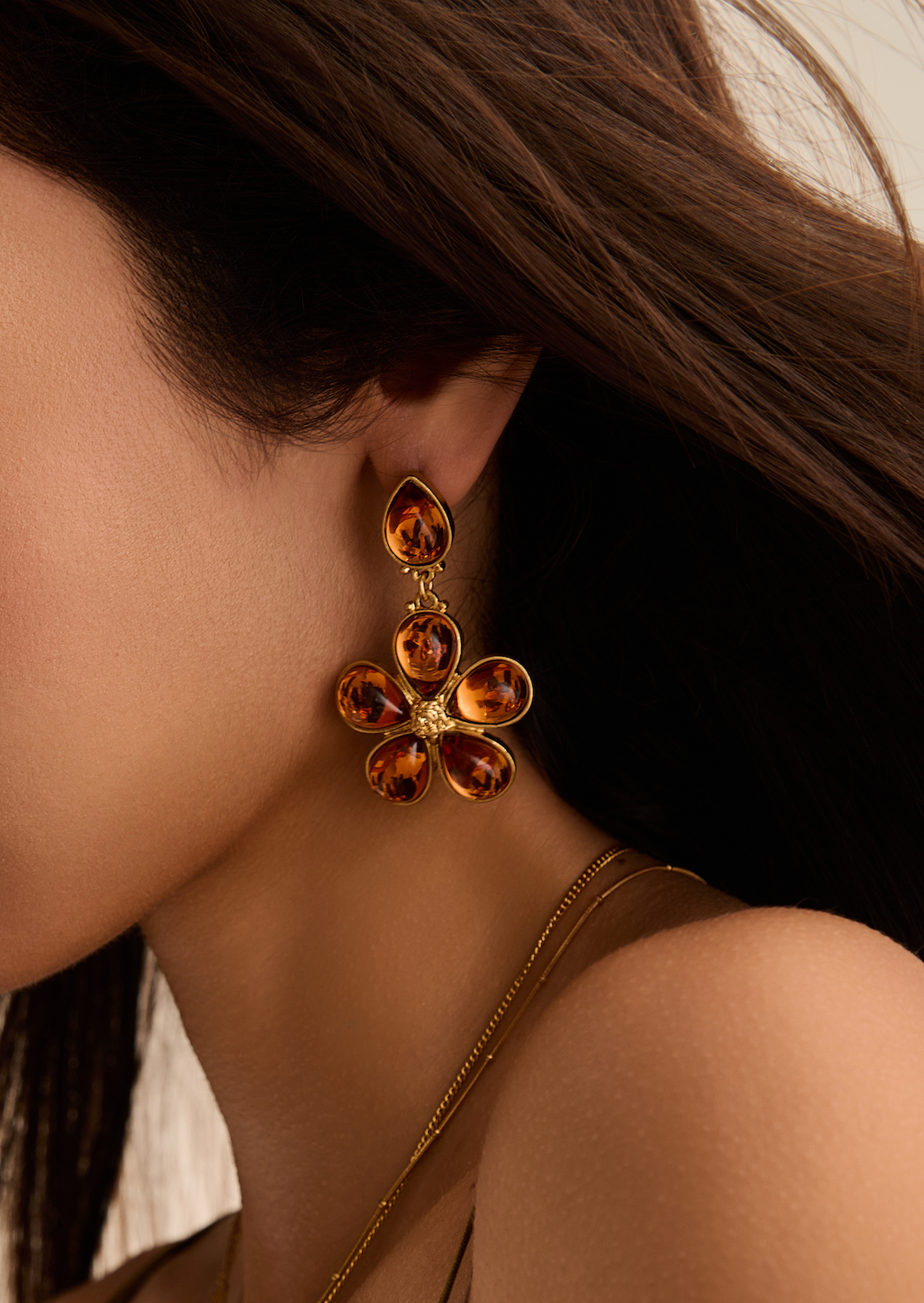 Mittsommer Orange Blume Vintage Ohrringe