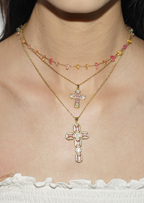Scarlett Pink Goldene Kreuzkette
