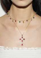 Bunte goldene Halskette mit Kristallen von Dixie
