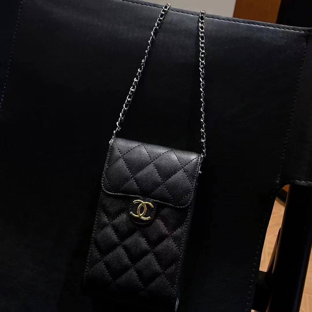 Borsa per telefono in pelle nera