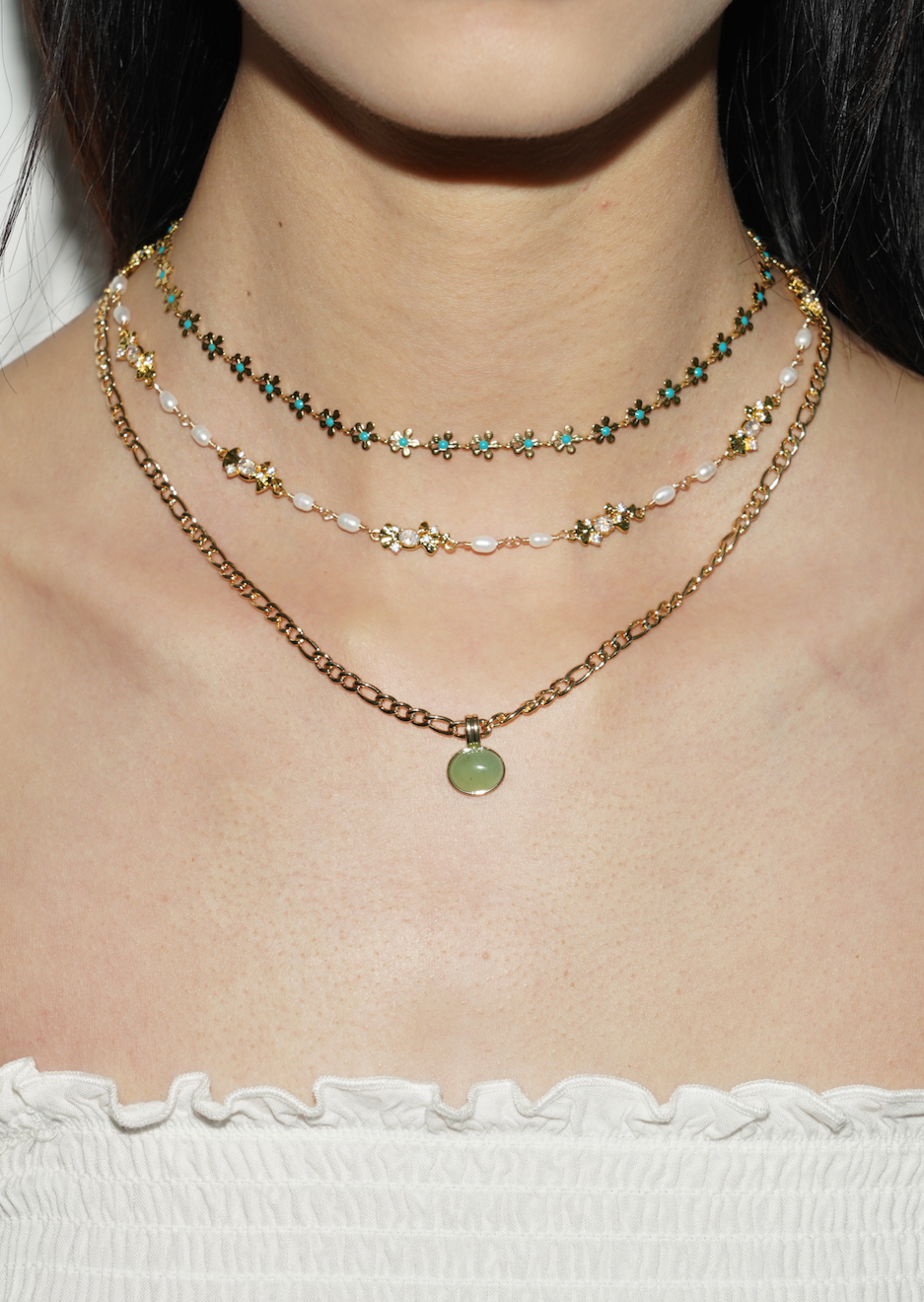 Jaded Jade Goldene Halskette