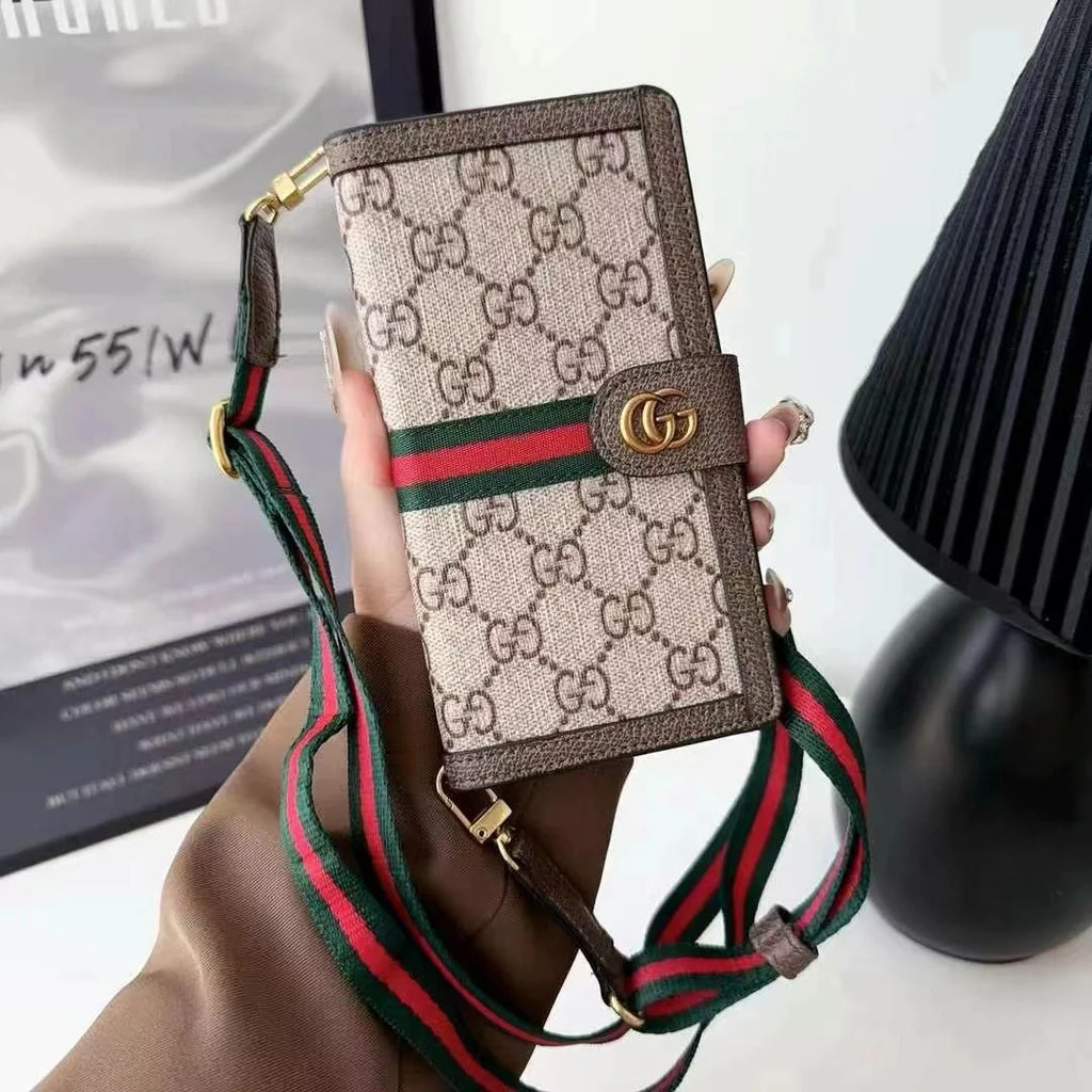 Leder Brieftasche Lanyard Handyhülle für iPhone