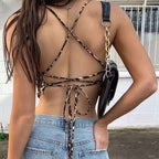 Backless Bandana Top In Leopard