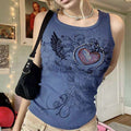 Bedazzled Y2K Ribbed Graphic Tank Top