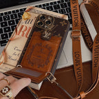 Braune Handyhülle mit Halter für iPhone