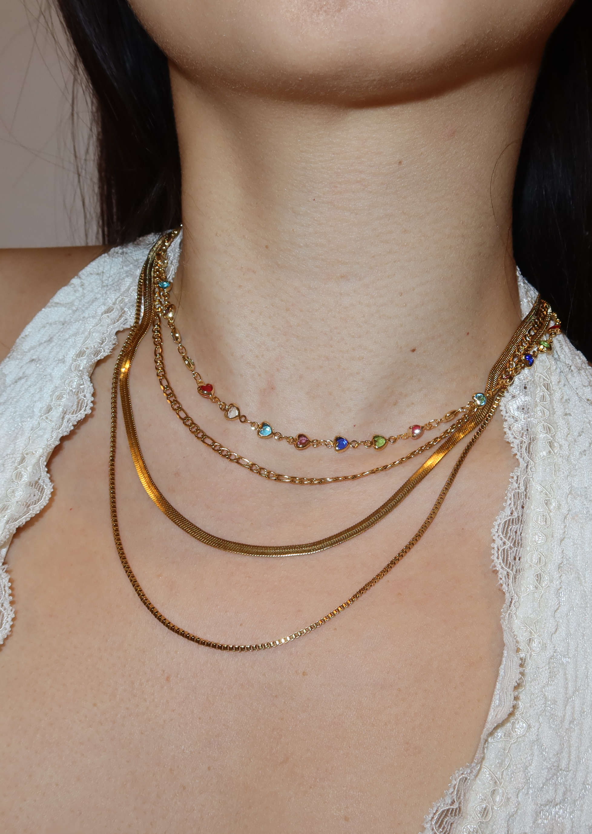 Michelle Bunte Herzen Liebe Goldene Halskette