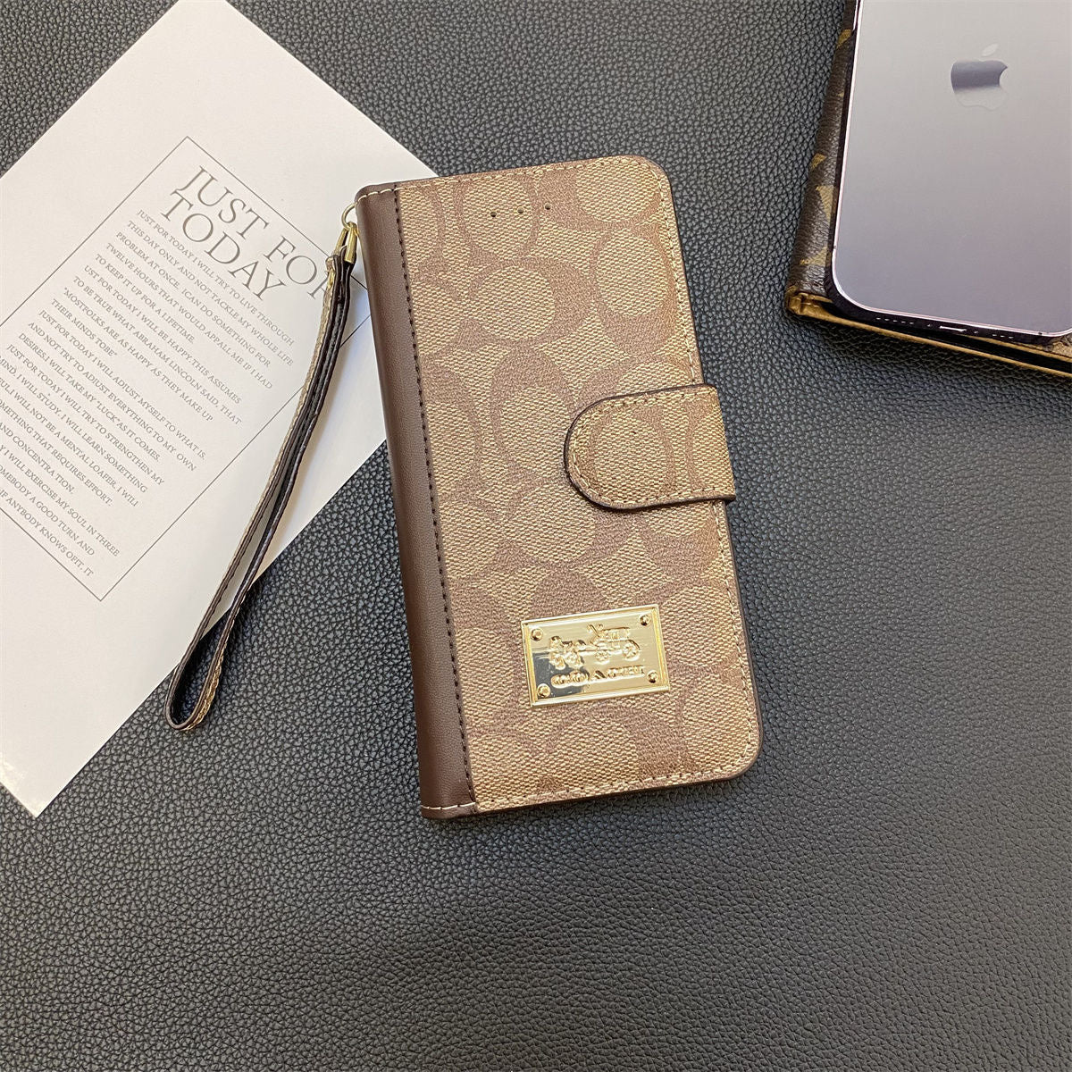 Fresh Letters Klassische Leder-Telefonhülle 