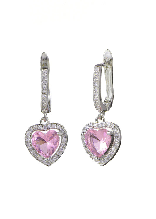 Rosa glitzernde Love Ohrringe