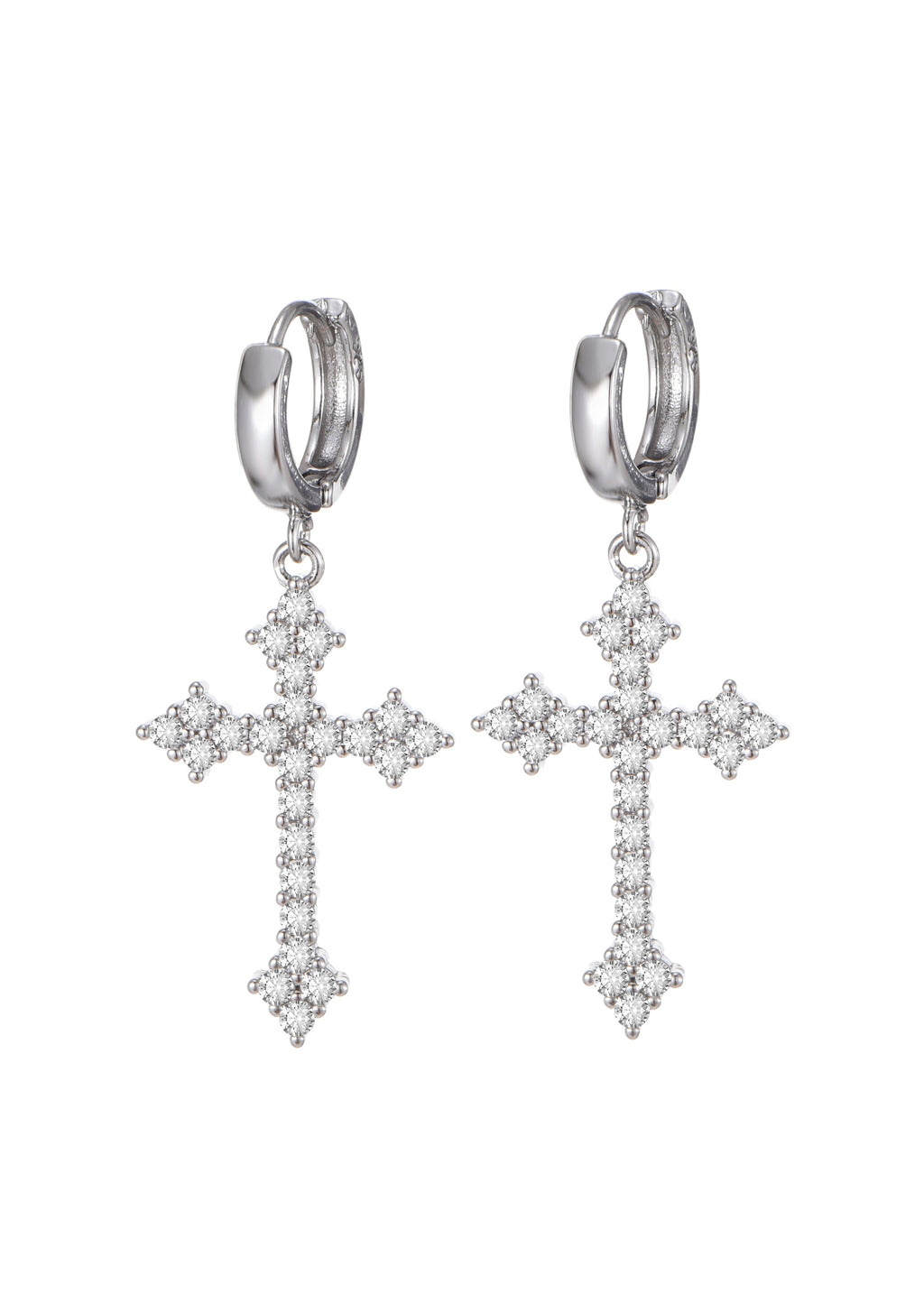 Ivonne Gothic Silber Kreuz Ohrringe
