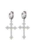 Ivonne Gothic Silber Kreuz Ohrringe