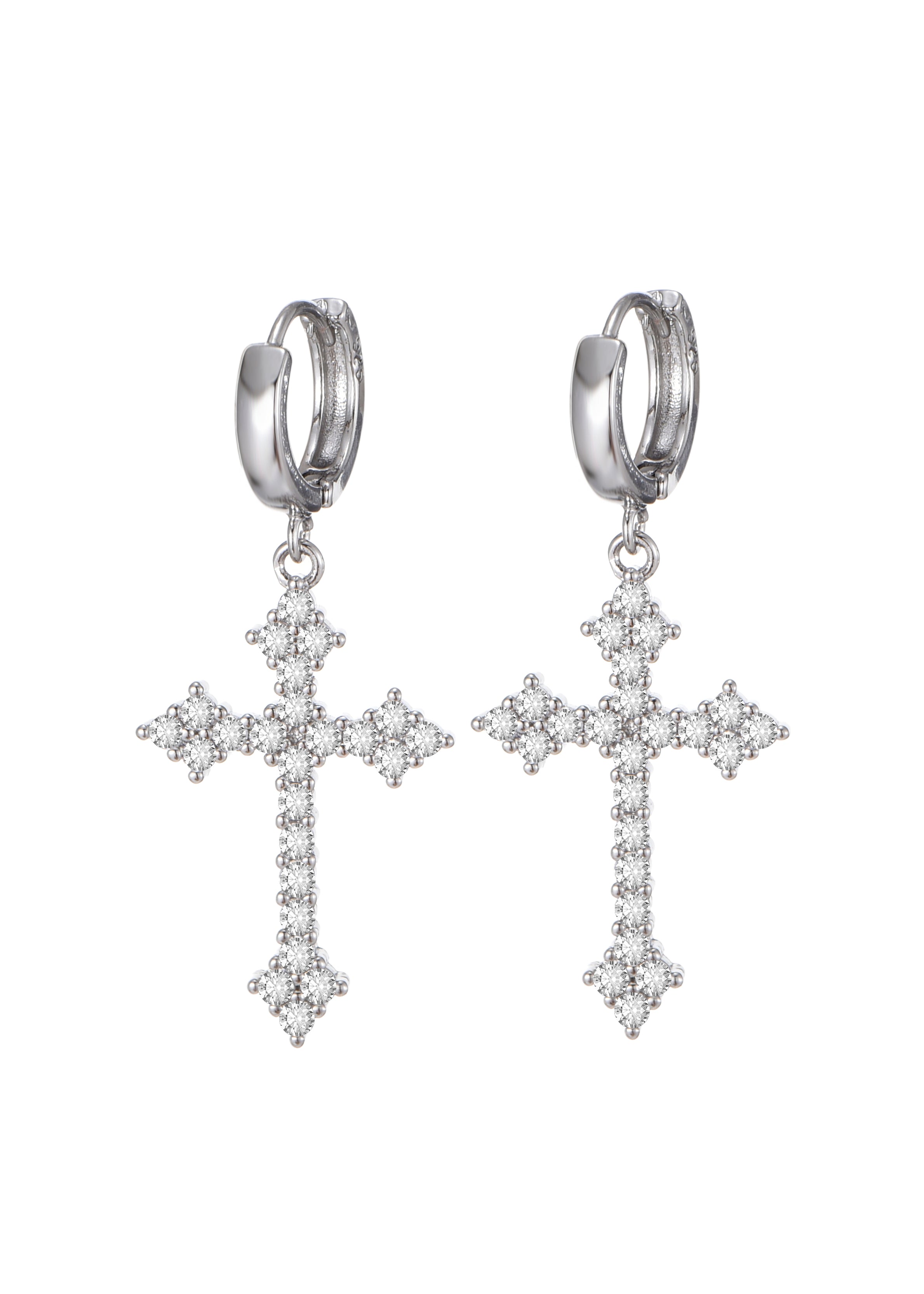 Ivonne Gothic Silber Kreuz Ohrringe