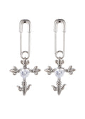 Fantasy Love Kreuz Herz Silber Ohrringe