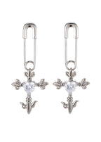 Fantasy Love Kreuz Herz Silber Ohrringe