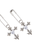 Fantasy Love Kreuz Herz Silber Ohrringe
