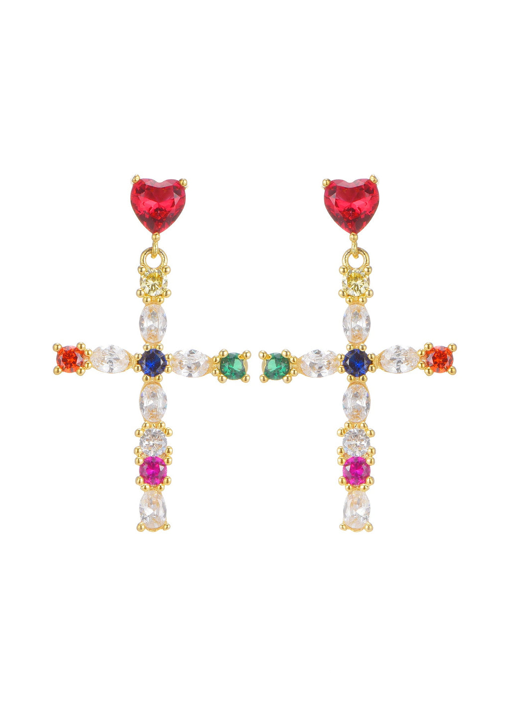 Orecchini a croce colorati Amour Reine