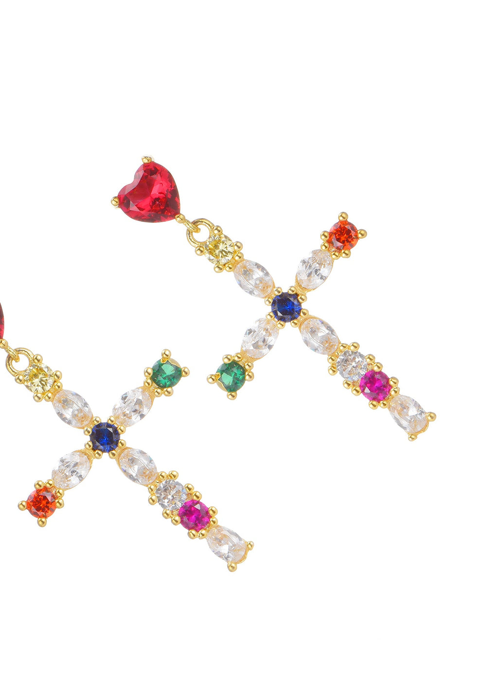 Orecchini a croce colorati Amour Reine