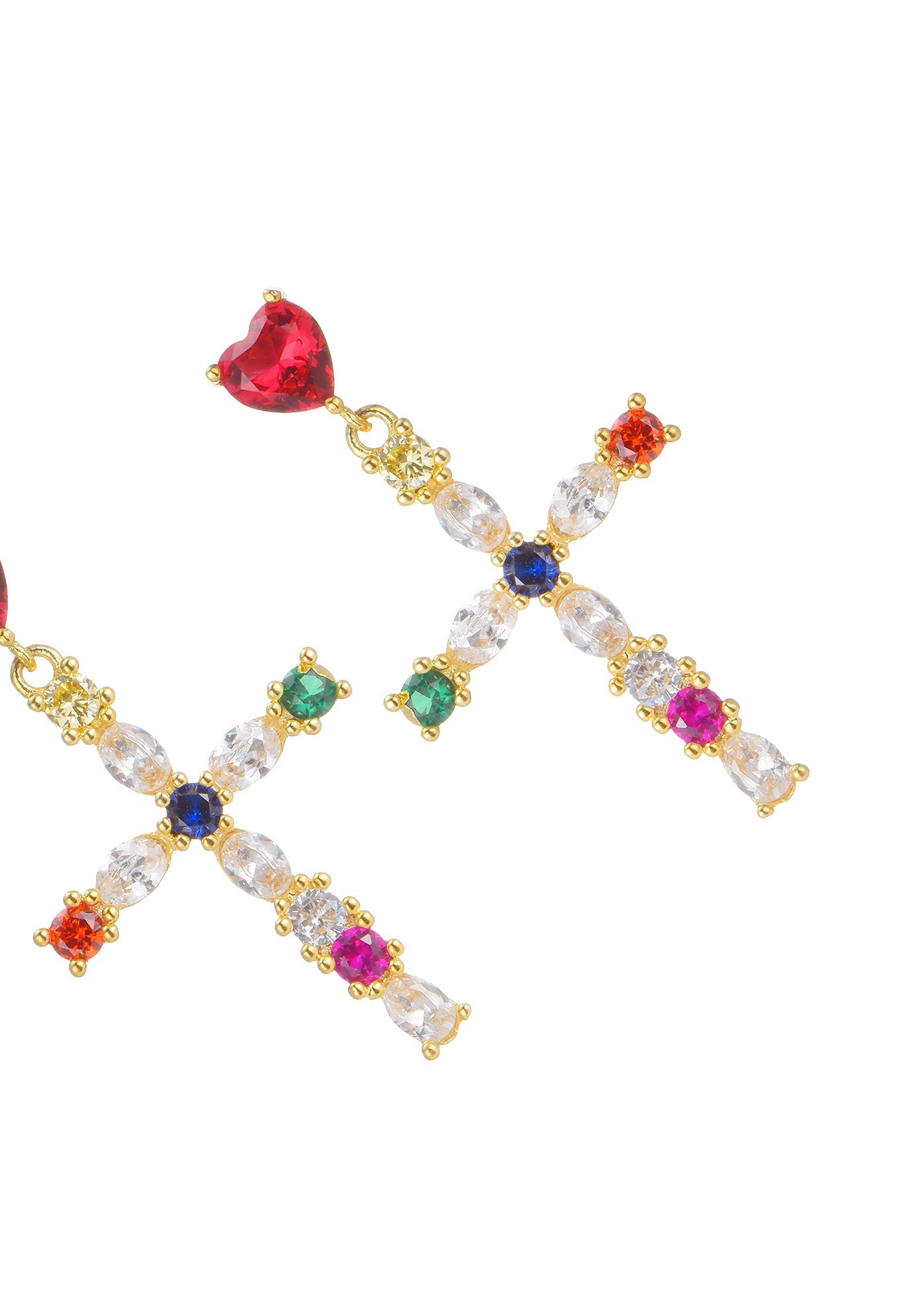 Orecchini a croce colorati Amour Reine