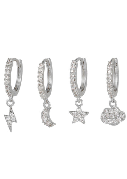 Set di orecchini Huggie in argento Sky Moods