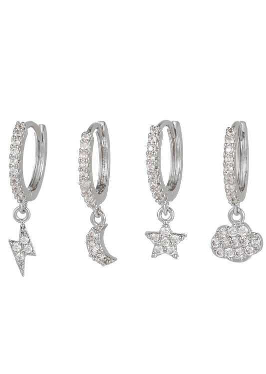 Sky Moods – Silbernes Huggie-Ohrring-Set