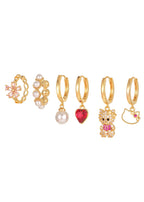 Kitty in Pink Love Romantisches Huggie-Ohrring-Set