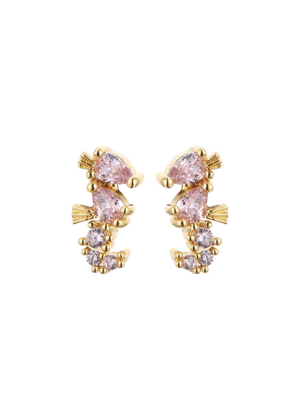 Glitzernde Ohrstecker „Petit Pink“ mit Seepferdchen