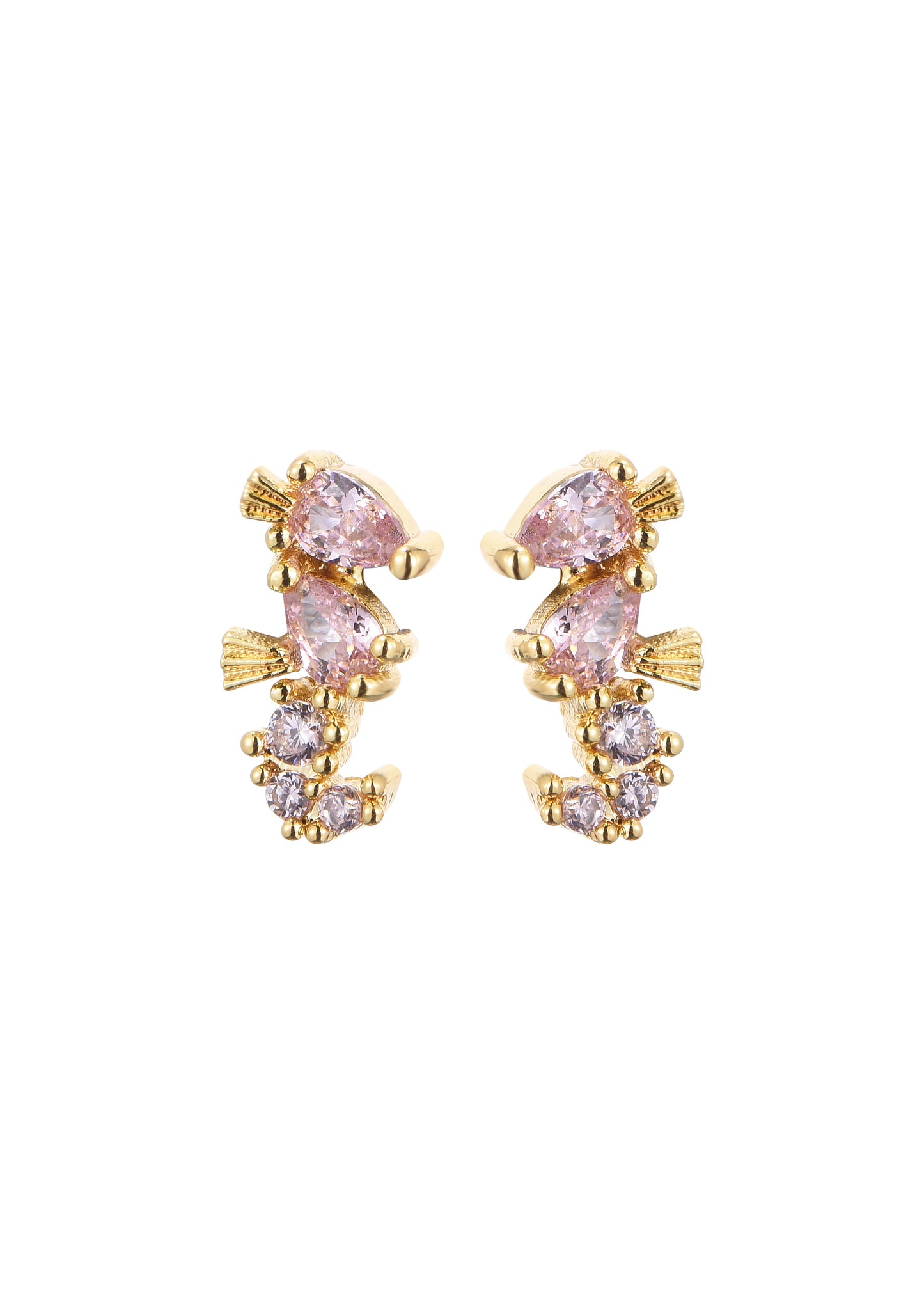 Glitzernde Ohrstecker „Petit Pink“ mit Seepferdchen