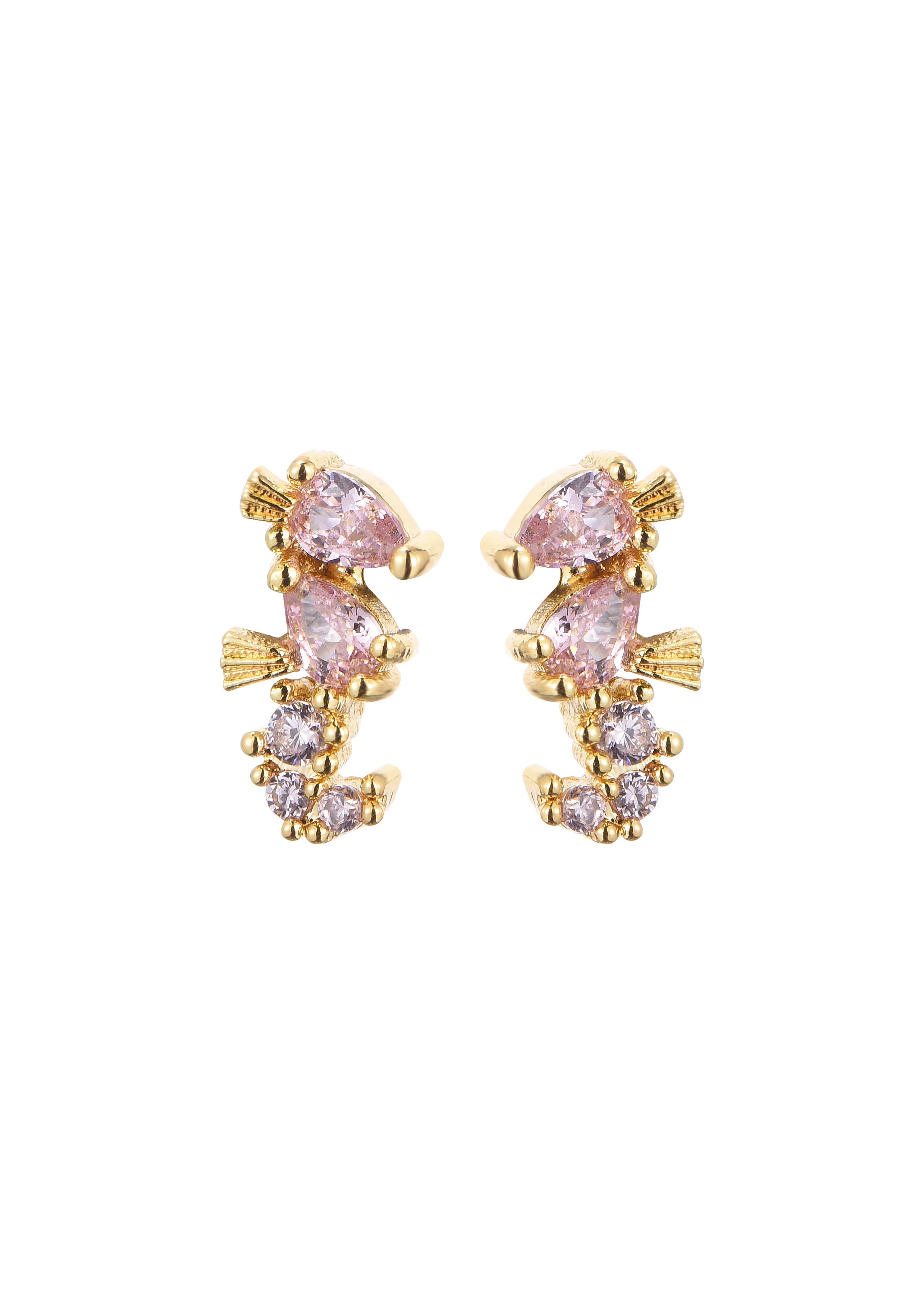 Glitzernde Ohrstecker „Petit Pink“ mit Seepferdchen
