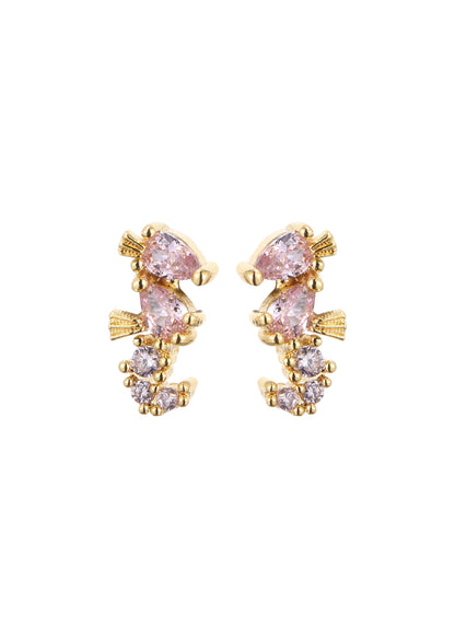 Glitzernde Ohrstecker „Petit Pink“ mit Seepferdchen