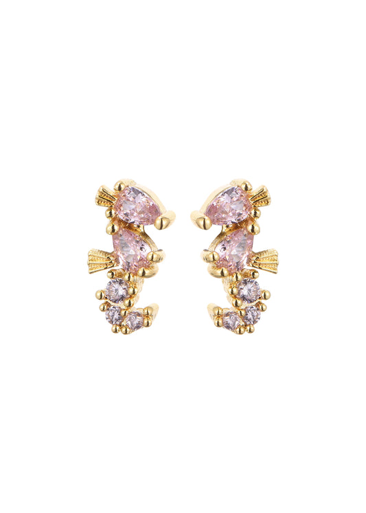 Glitzernde Ohrstecker „Petit Pink“ mit Seepferdchen
