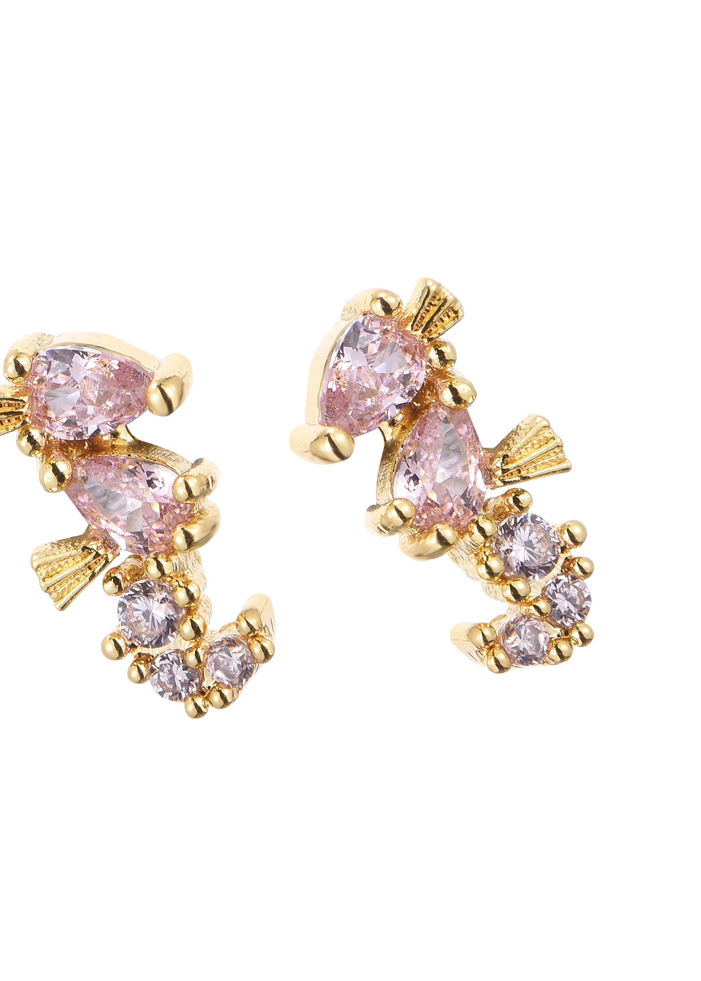 Glitzernde Ohrstecker „Petit Pink“ mit Seepferdchen