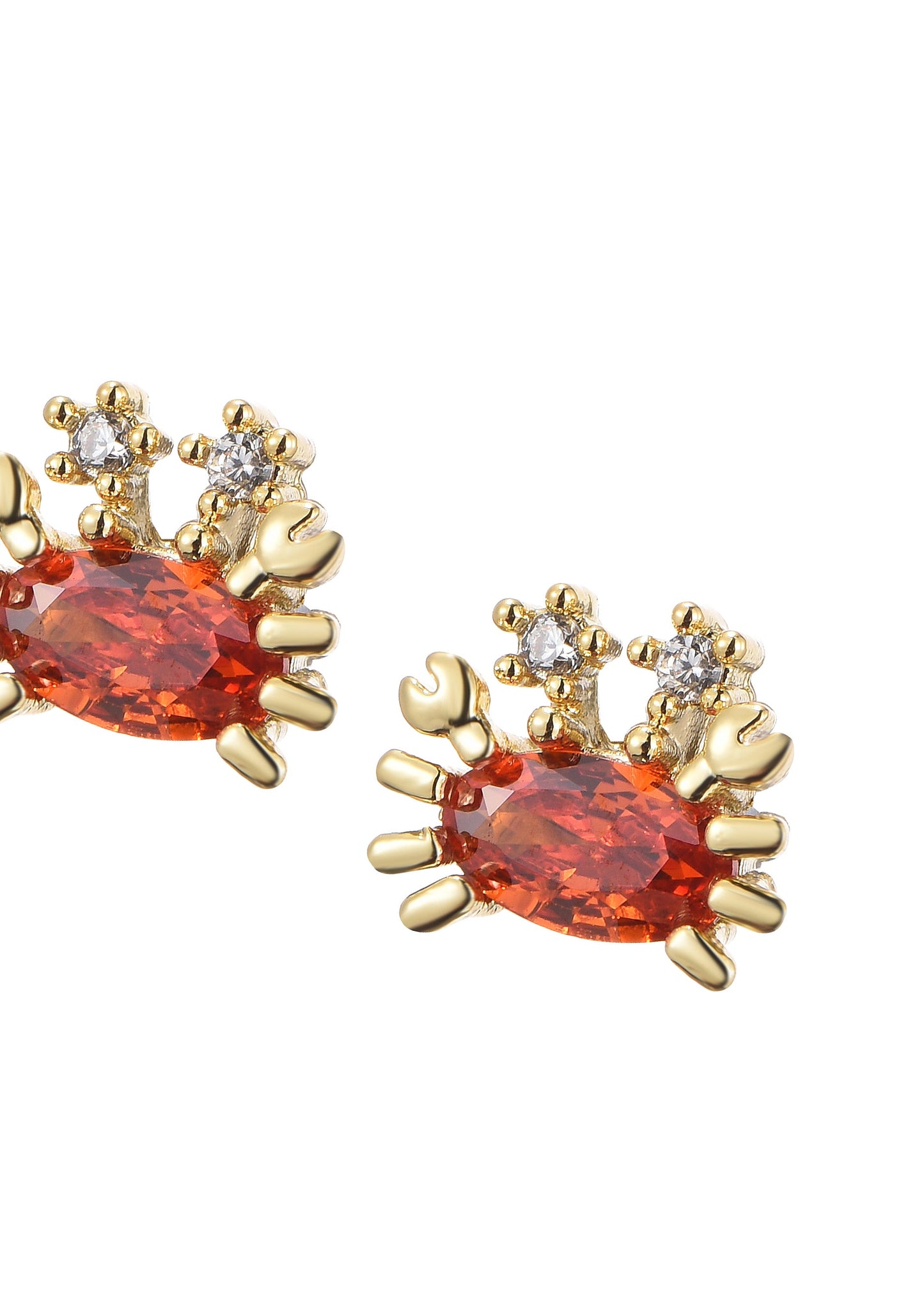 Orecchini a bottone con granchio arancione scintillante