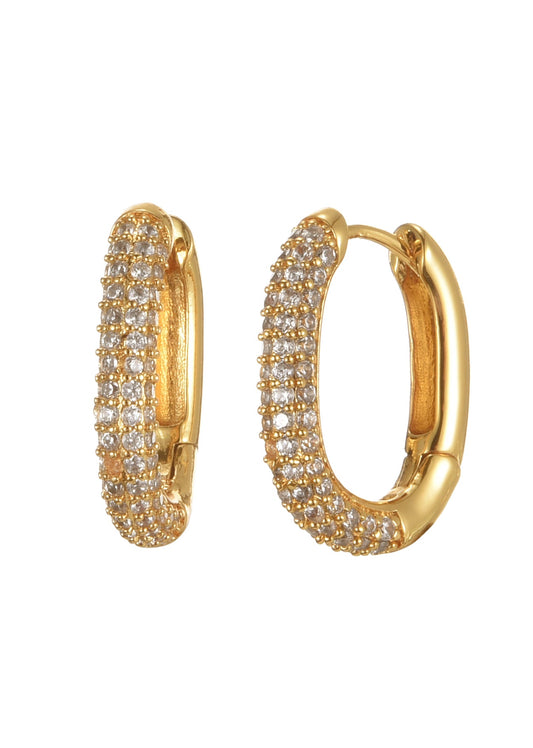 Orecchini a cerchio Leona Huggie in oro con diamanti