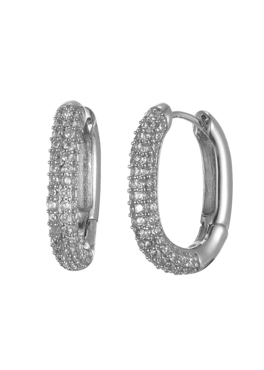 Orecchini a cerchio Leona Huggie in argento con diamanti